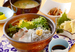 鯛潮だしうどんミニ海鮮丼セット